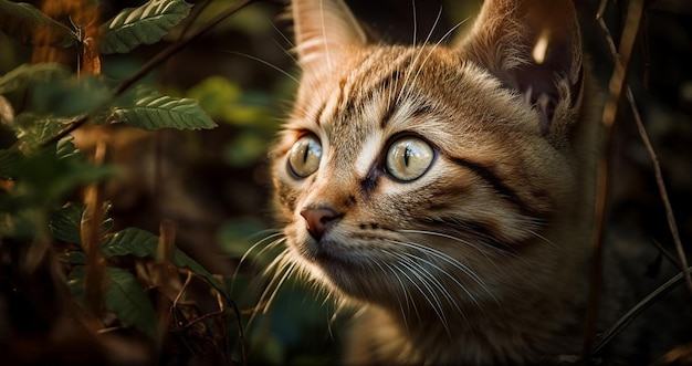 Cute kitten staring in nature beauty generated by AI