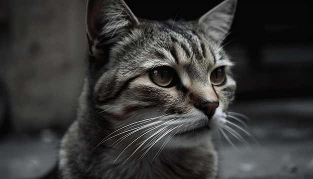 Free Photo cute kitten staring with curiosity fluffy fur generated by ai