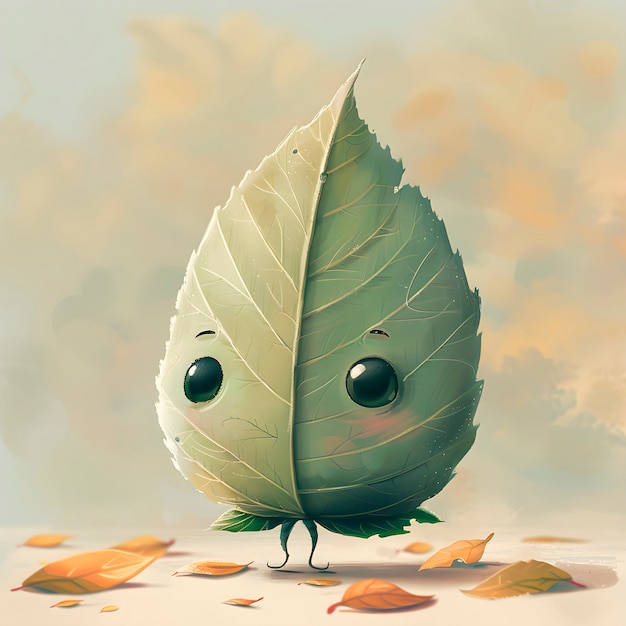 Cute leaf cartoon illustration