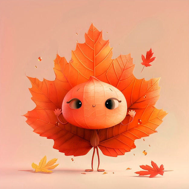 Cute leaf cartoon illustration