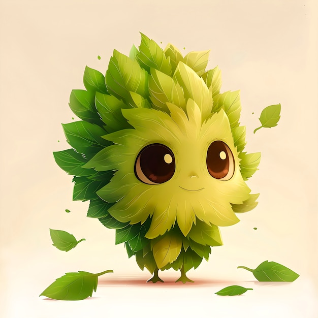 Free photo cute leaf cartoon illustration