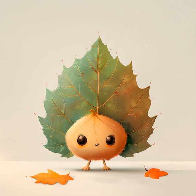 Free Photo cute leaf cartoon illustration