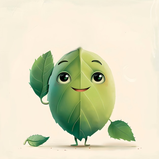 Free Photo cute leaf cartoon illustration