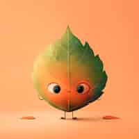 Free photo cute leaf cartoon illustration