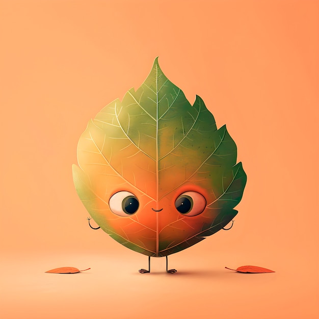 Free Photo cute leaf cartoon illustration