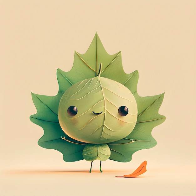 Free Photo cute leaf cartoon illustration