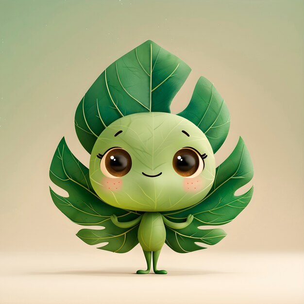 Cute leaf cartoon illustration