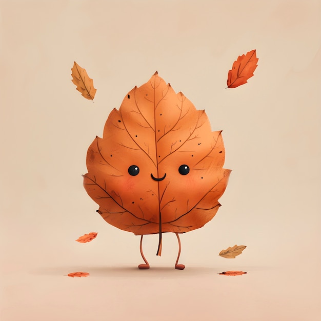 Free Photo cute leaf cartoon illustration