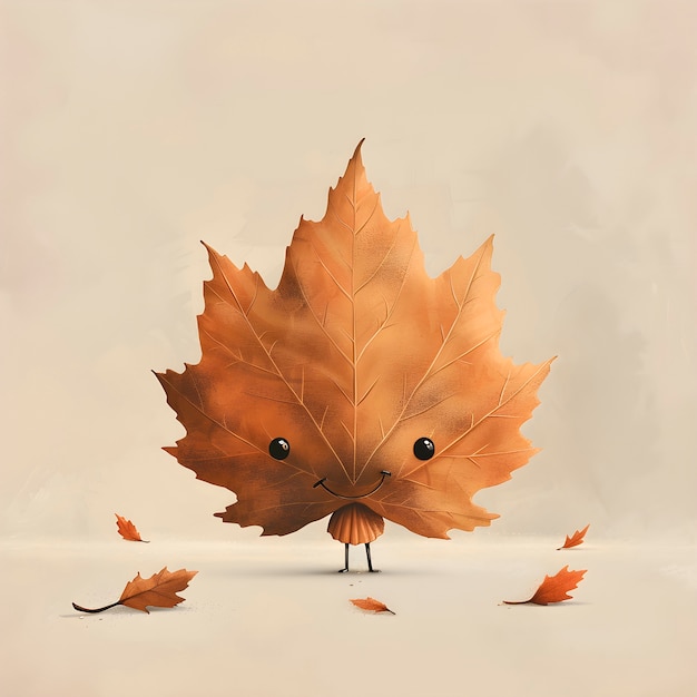 Cute leaf cartoon illustration