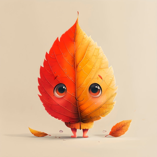 Cute leaf cartoon illustration