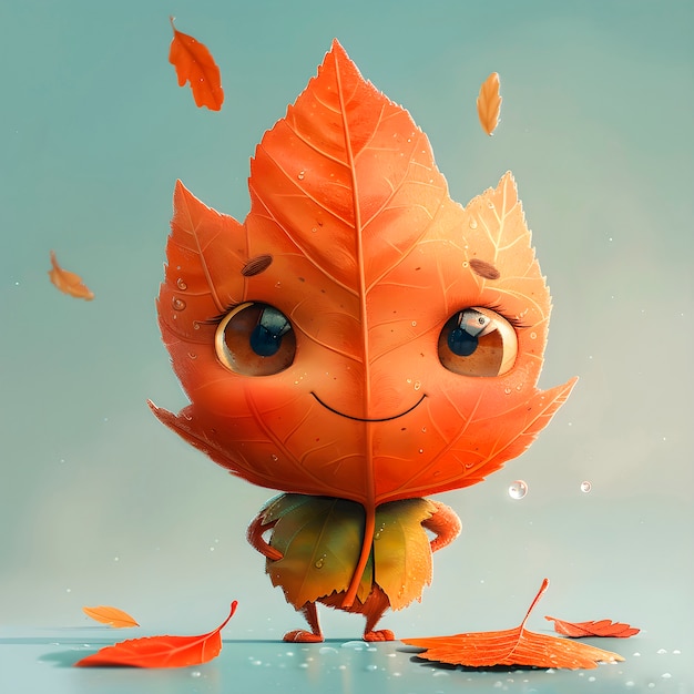 Free photo cute leaf cartoon illustration