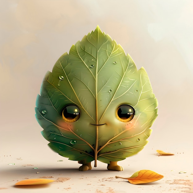 Cute leaf cartoon illustration