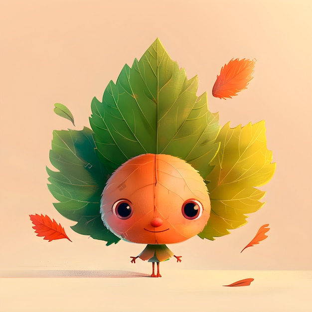 Cute leaf cartoon illustration