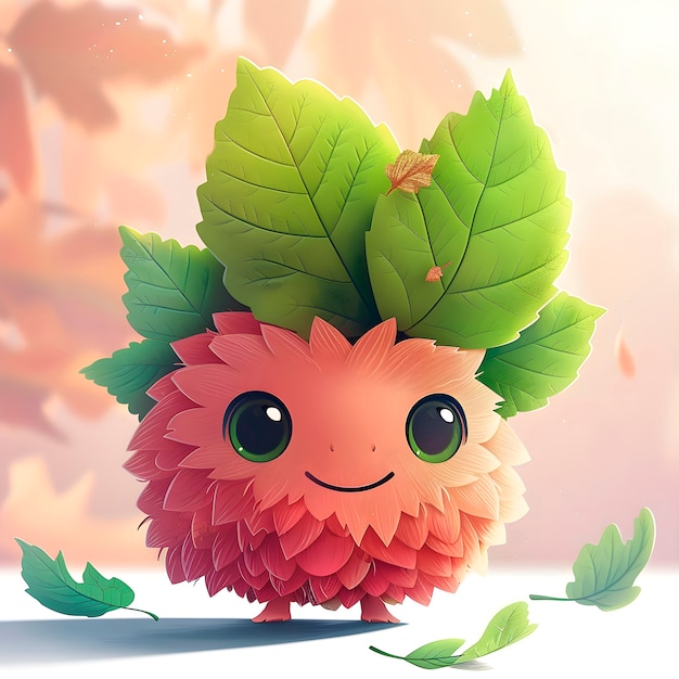 Free Photo cute leaf cartoon illustration