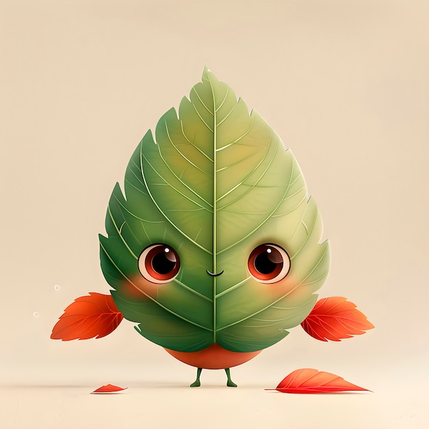 Free photo cute leaf cartoon illustration