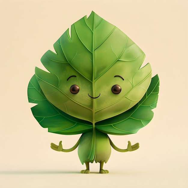 Free photo cute leaf cartoon illustration