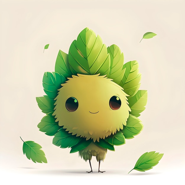 Free photo cute leaf cartoon illustration