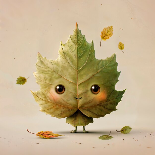 Cute leaf cartoon illustration