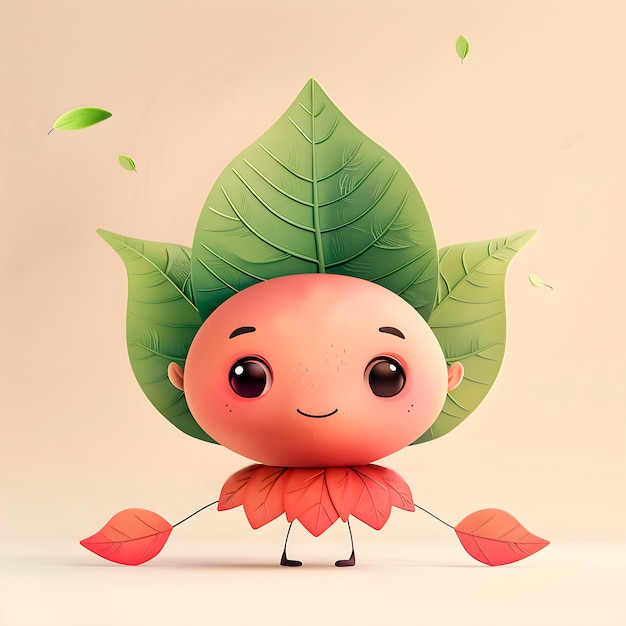 Free photo cute leaf cartoon illustration