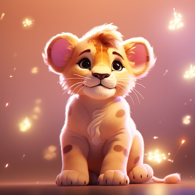 Cute  lion in studio