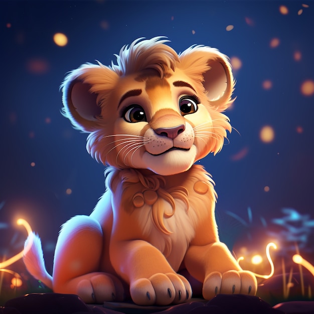 Cute  lion in studio