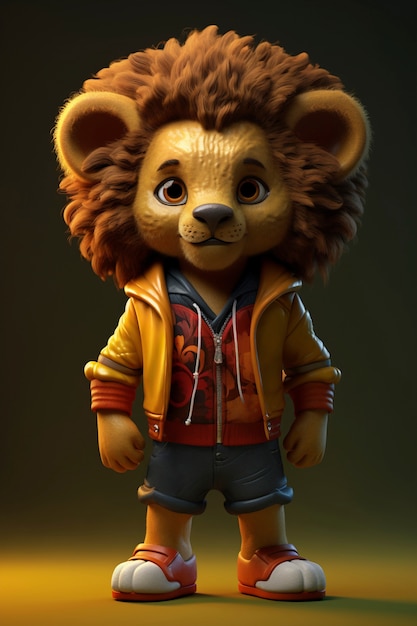 Cute lion wearing clothes indoors