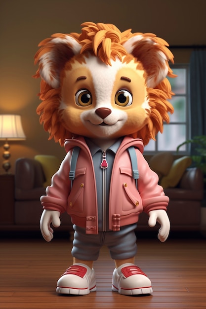 Free Photo cute lion wearing clothes indoors