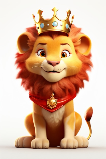 Free photo cute lion wearing crown