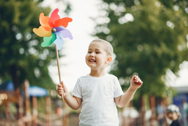 Cute little boy having fun on a playground