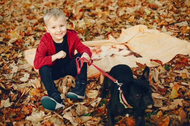 Cute little boy playing in a park