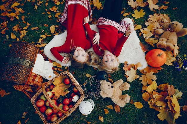 Cute little girl in a autumn park