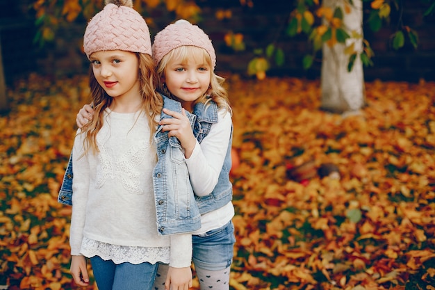 Free photo cute little girl in a autumn park