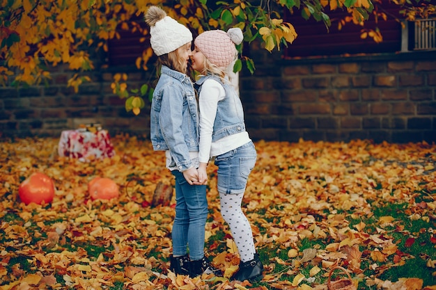 Free photo cute little girl in a autumn park