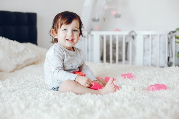 cute little girl at home