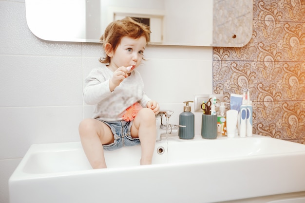 cute little girl at home