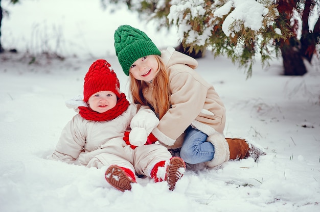 Cute little girl in a winter park