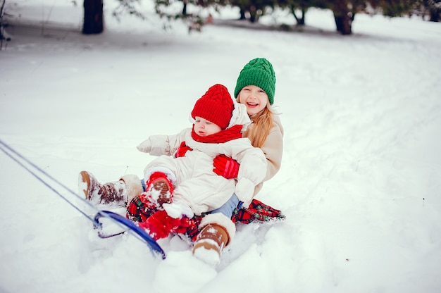 Cute little girl in a winter park