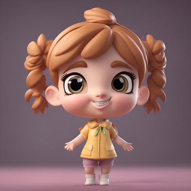 Free Photo cute little girl with braid hairstyle 3d render