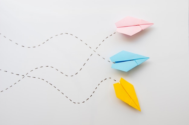 Free Photo cute minimalist  paper planes top view