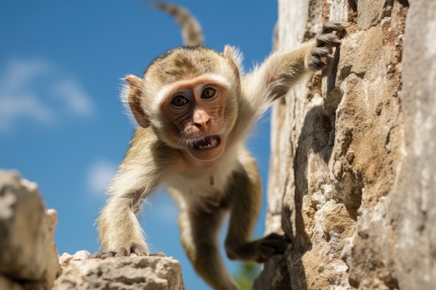 Free Photo cute monkey posing outdoors