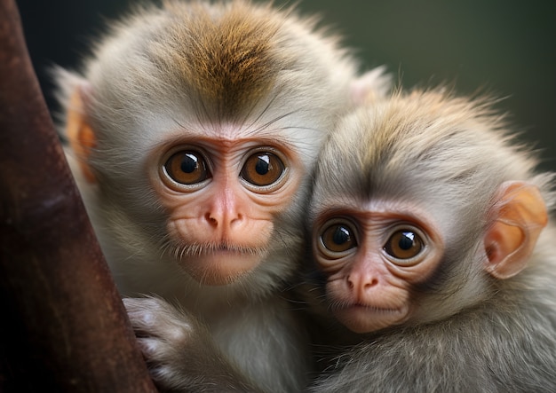 Cute monkeys posing together