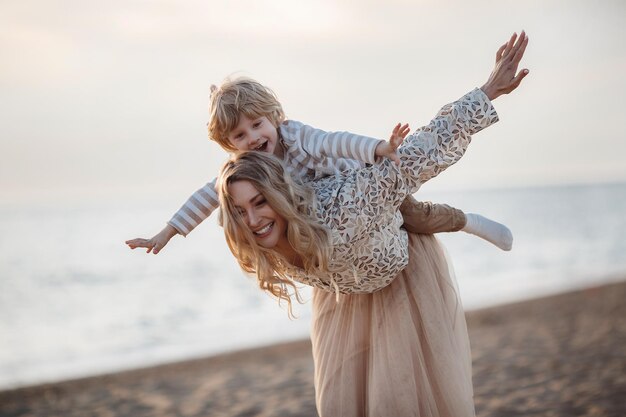 cute mother and baby child outdoor