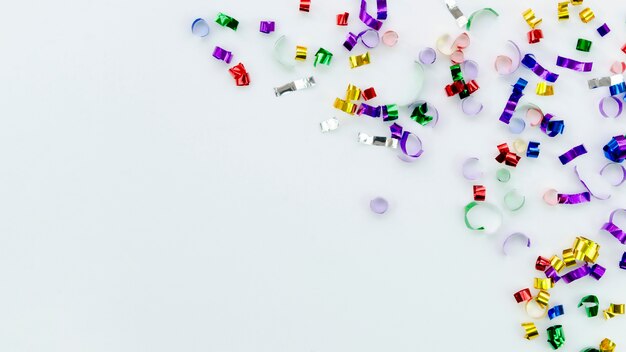 Cute new year colourful accessories on white background