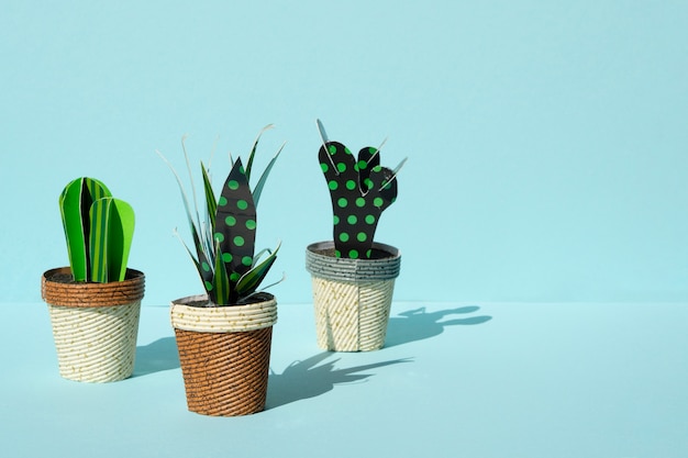 Cute paper cut style of artificial cacti