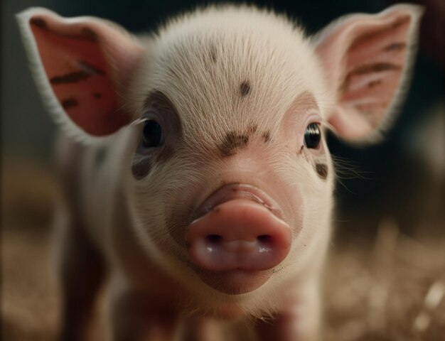 Cute piglet snout young and innocent nature generated by AI