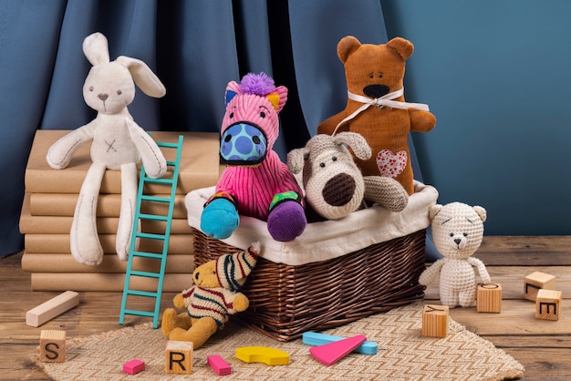 Free Photo cute plush toys arrangement