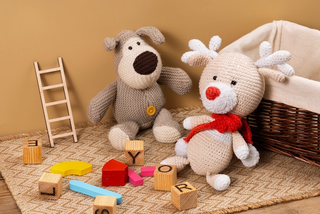 Free Photo cute plush toys arrangement