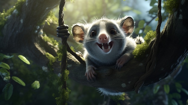 Free photo cute possum in nature