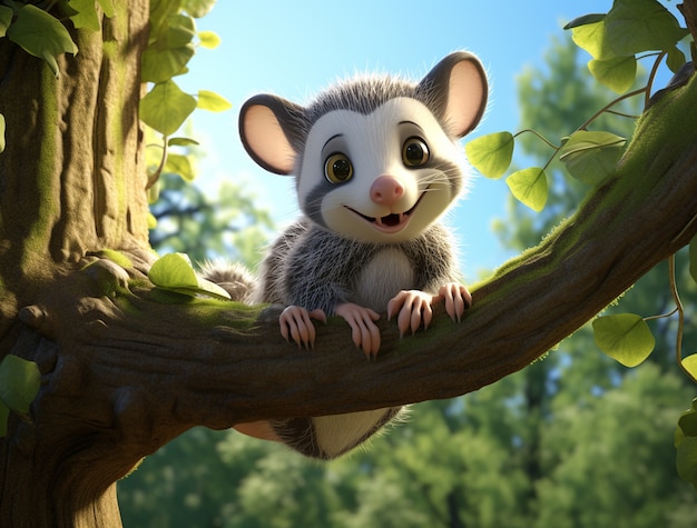 Free photo cute possum in nature