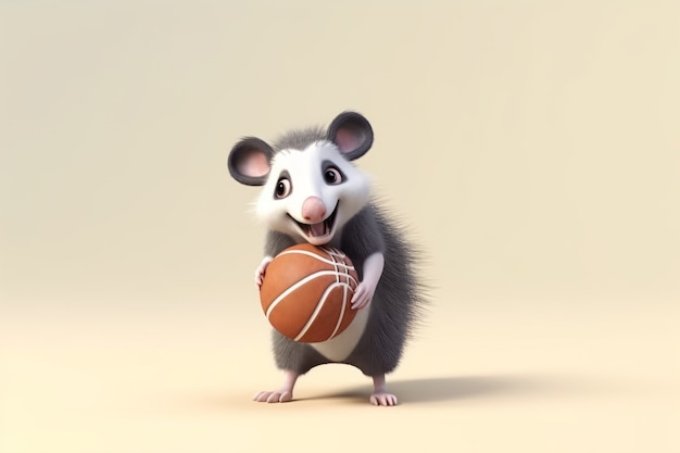 Free Photo cute possum playing sport